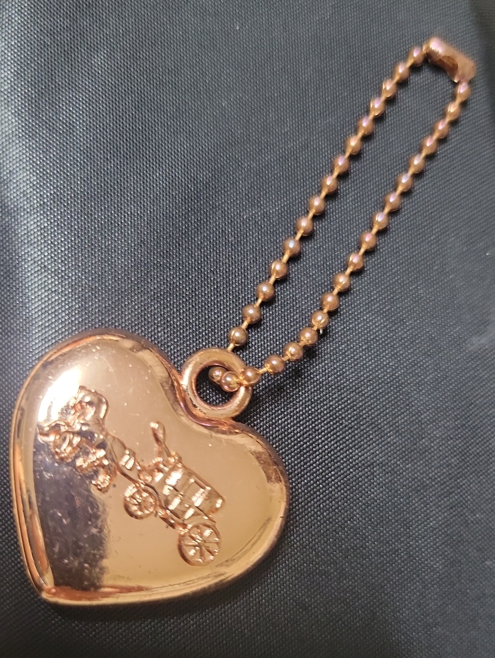 Coach Gold Heart Pendant Necklace with Carriage Motif